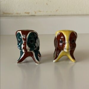 Vintage Ceramic Brown and Yellow Pig Salt and Pepper Shakers